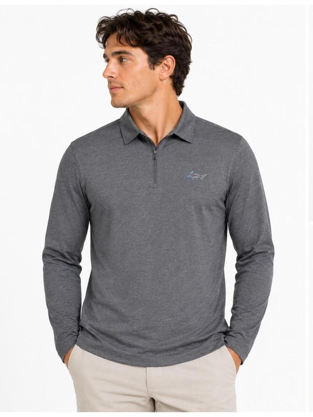 Greg Norman Men’s Gray Heather Quarter-Zip Pullover Long Sleeve Golf Top M